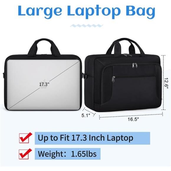 Laptop Bag 17.3 Inch Laptop Briefcase Large Waterproof Laptop Case for Men Women - Picture 2 of 7